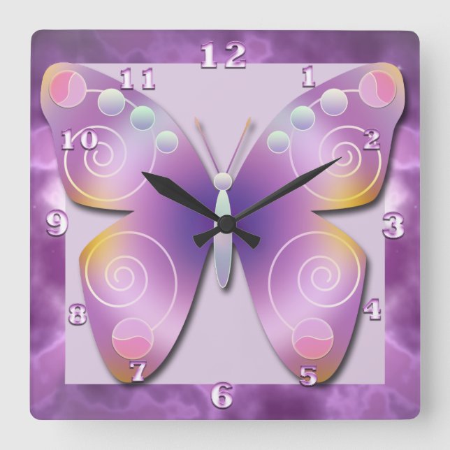 Purple Sparkle Butterfly Clock (Front)