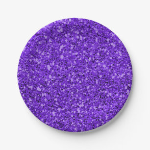 Purple Sparkle Glitter Glam Custom Party Paper Plate