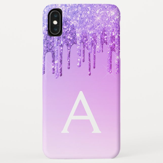 Purple Sparkle Glitter Monogram Case-Mate iPhone Case (Back)