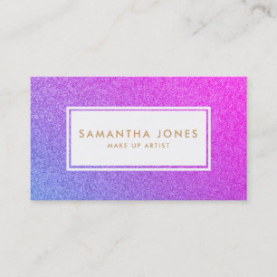 Purple Sparkle Glitter Pink Girly Make Up Artist Business Card