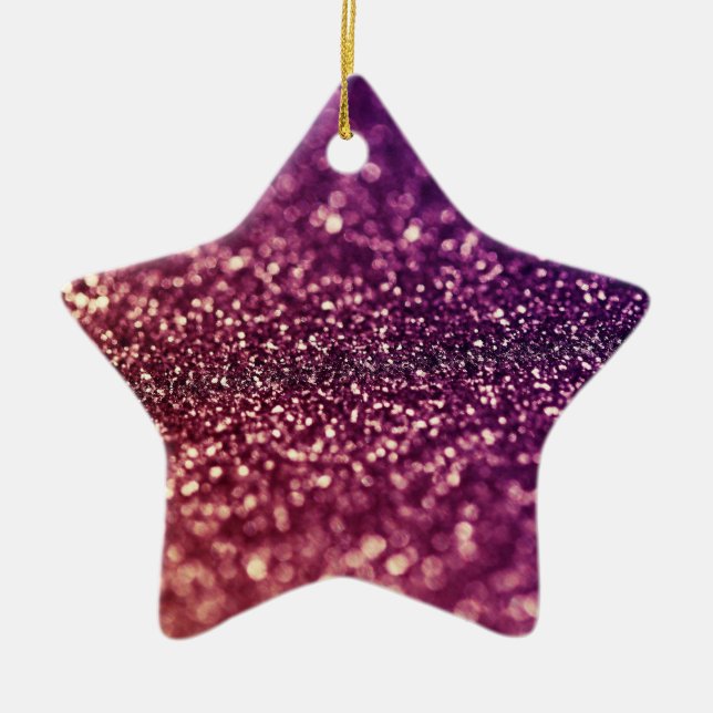 Purple sparkle glitter star Christmas ornament (Front)