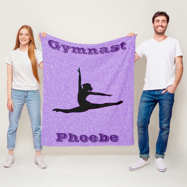 Purple Sparkle Gymnastics Fleece Blanket for Girls (In Situ)
