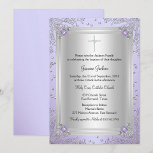 Purple Sparkle Jewel Baptism/Christening Invite