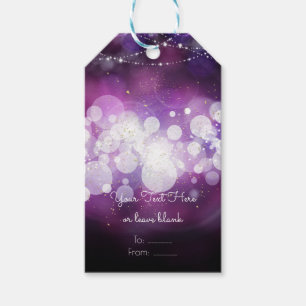 Purple Sparkle Lights Glam Birthday Party Favour Gift Tags