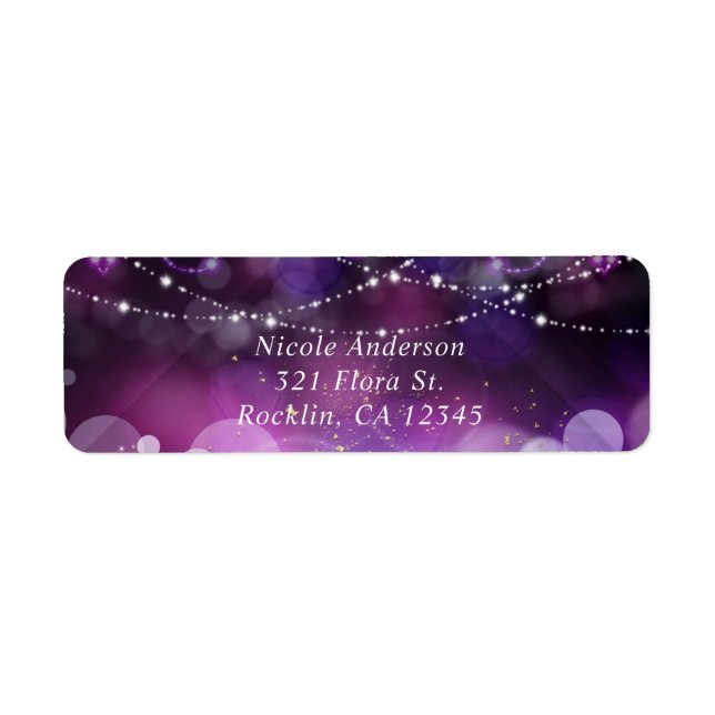 Purple Sparkle Lights Glam Party Invitation Card (Front)