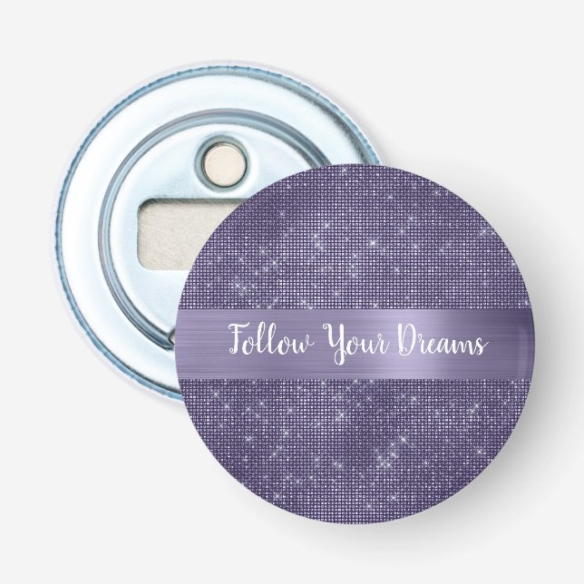 Purple Sparkle Personalised Quote   Bottle Opener (Front)