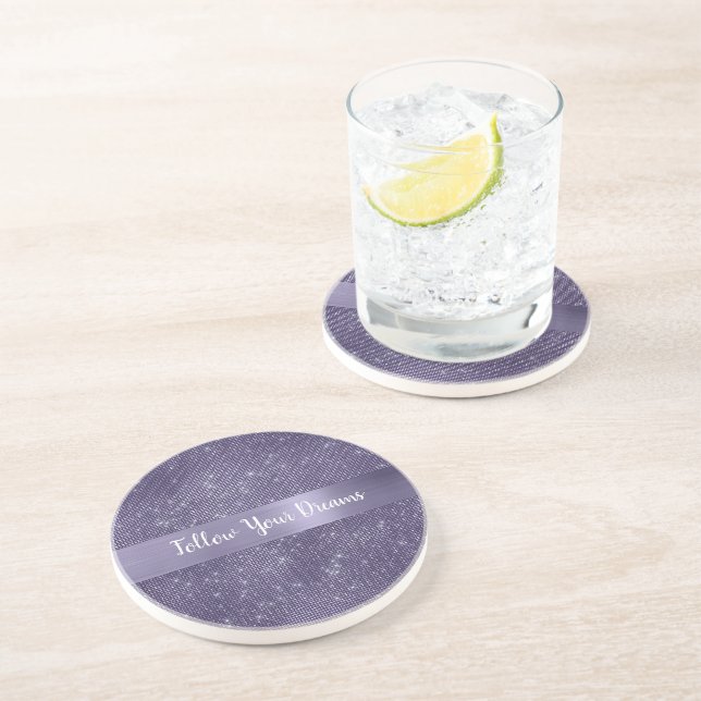 Purple Sparkle Personalised Quote   Coaster (Side)