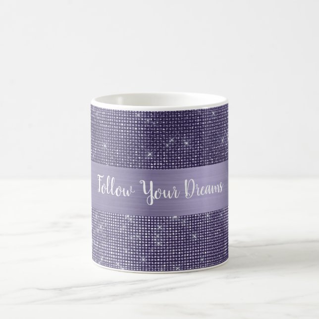 Purple Sparkle Personalised Quote   Coffee Mug (Center)