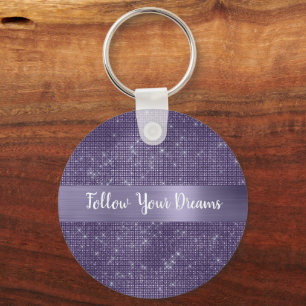 Purple Sparkle Personalised Quote Key Ring