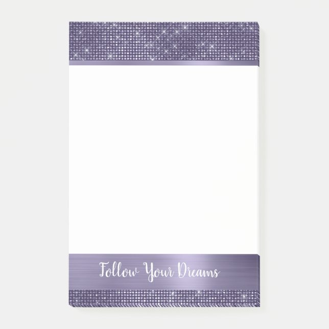 Purple Sparkle Personalised Quote   Post-it Notes (Front)