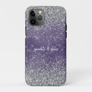 Purple Sparkle Silver Glitter Case-Mate iPhone Case