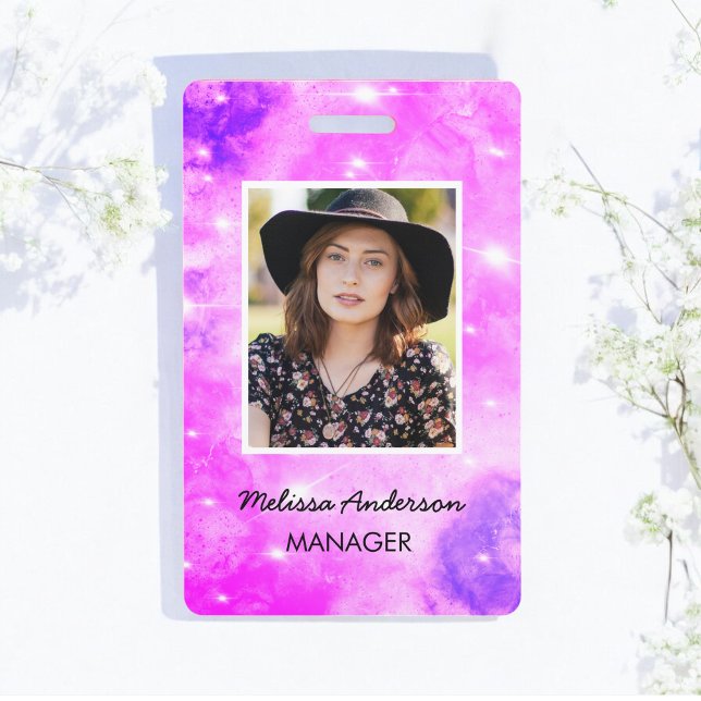 Purple Sparkle Staff Employee Photo ID Badge (Creator Uploaded)