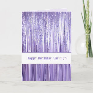 Purple Sparkle Stripes Birthday Card