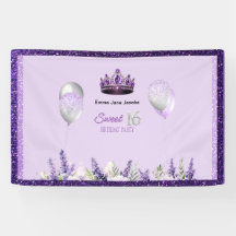 Purple Sparkle Sweet 16 Birthday Party 