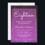 Purple Sparkle Under the Stars 18th Birthday Invitation<br><div class="desc">Violet Purple  Eighteenth Starry Night Sky Sparkle Purple Ombre Party Invitation with Silver Foil Trim. This invitation is perfect for the Sparkle Girly Eighteen - 18th Birthday Party looking to celebrate in Purple. Please contact the designer for additional matching items.</div>