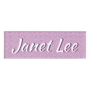 Purple Sparkled Look Personalised Name Tag