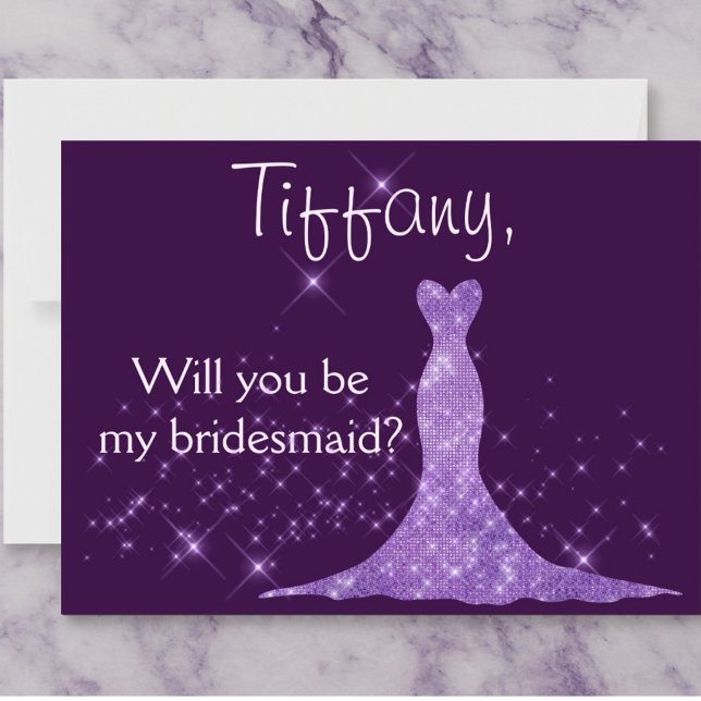 Purple Sparkles Gown Will you be my bridesmaid? Invitation (Creator Uploaded)