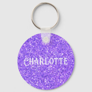 Purple sparkling glitter pattern    keychain