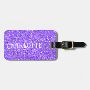 Purple sparkling glitter pattern    luggage tag