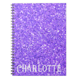 Purple sparkling glitter pattern notebook