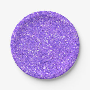 Purple sparkling glitter pattern paper plate