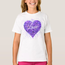 Purple sparkling heart, love glitter valentine