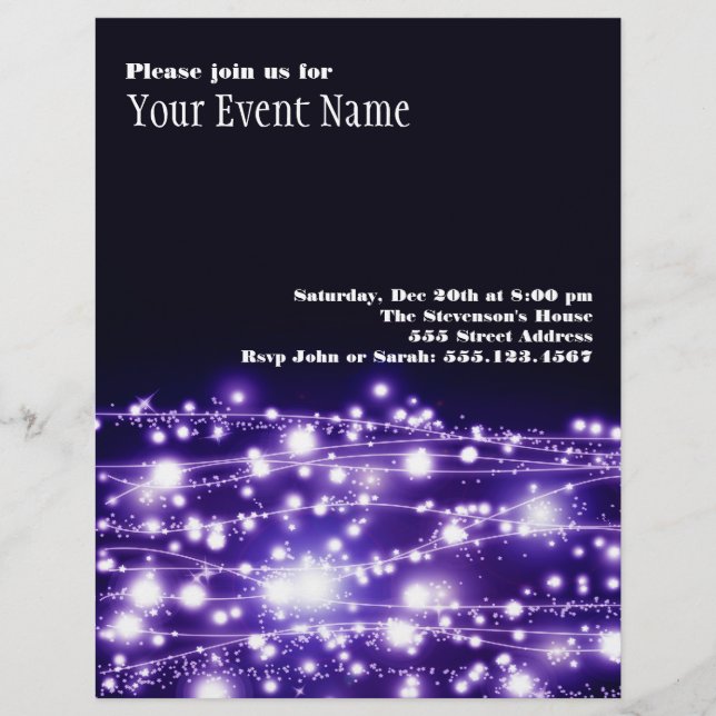 Purple Sparkling Stars Flyer (Front)