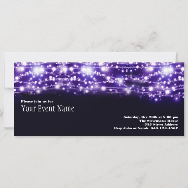 Purple Sparkling Stars Invitation (Front)