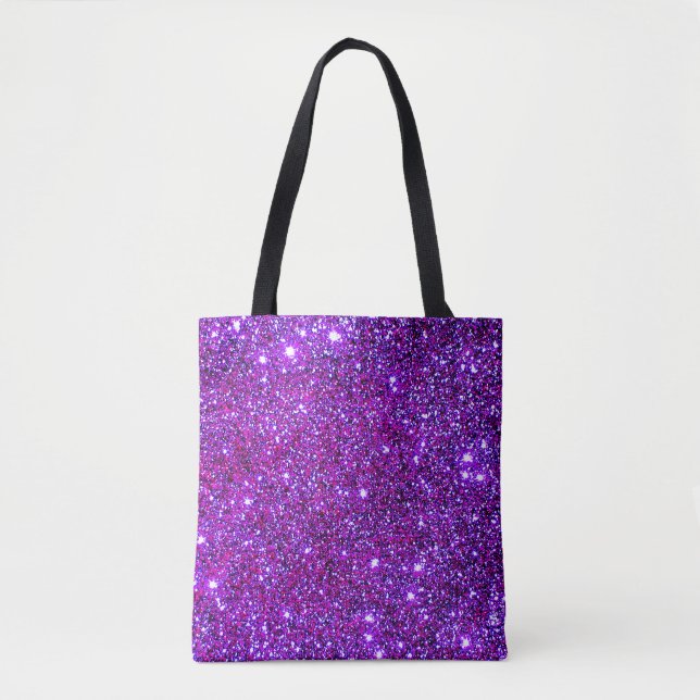 Purple Sparkly Girly Cute Princess Glittery Fun Tote Bag (Front)