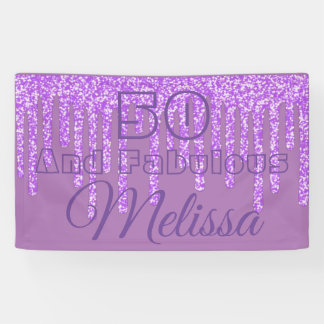 Purple Sparkly Wax 50 And Fabulous Birthday Banner