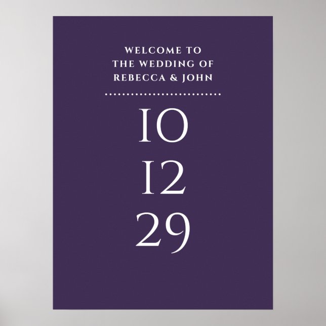 Purple Special Date Wedding Welcome Sign (Front)