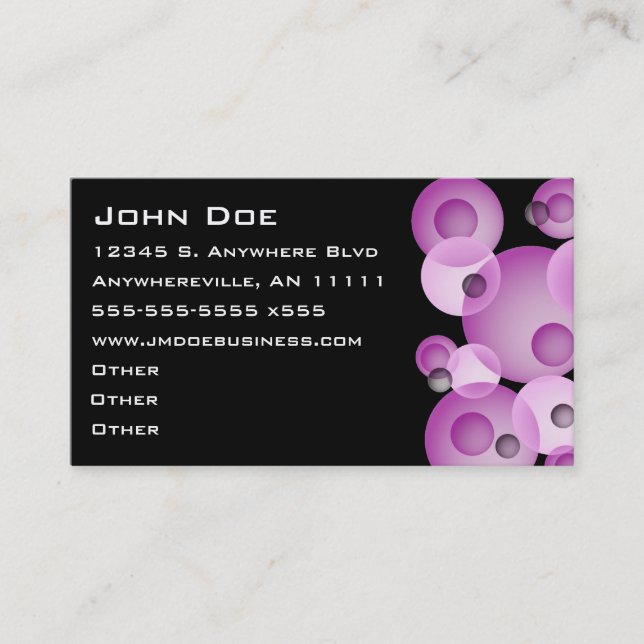 Purple Sphere Accent Business Card (Front)