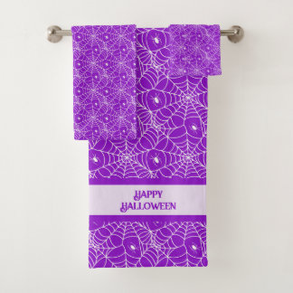 Purple Spider Web Halloween  Bath Towel Set