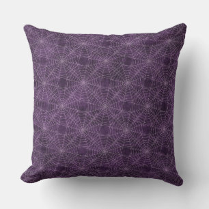 Purple Spider Webs Halloween Grunge Cushion