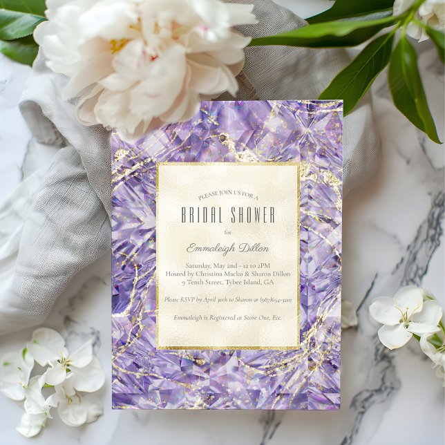 Purple Spinel Amethyst Gemstone Cut Bridal Shower Invitation (Creator Uploaded)