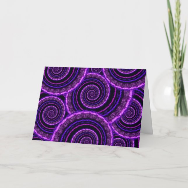 Purple Spiral Fractal Art Pattern Card (Front)