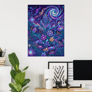 Purple Spiral Mushroom Galaxy Poster