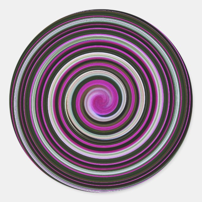 Purple spiral pattern classic round sticker (Front)