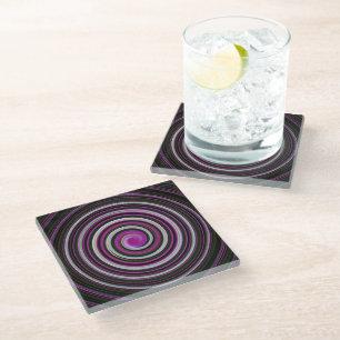 Purple Spiral Pattern Glass Coaster