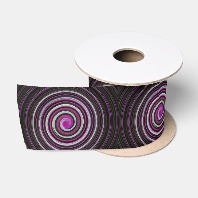 Purple spiral pattern satin ribbon (Spool)