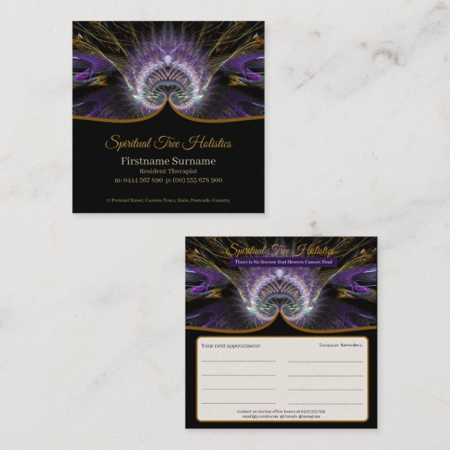Purple Spiritual Tree Holistic Fractal Art Appointment Card (Front/Back)