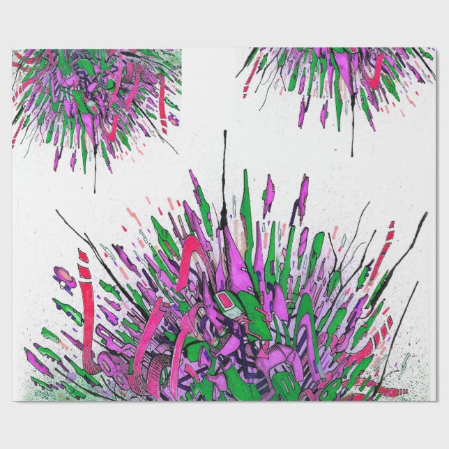 Purple splash ink art wrapping paper (Flat)