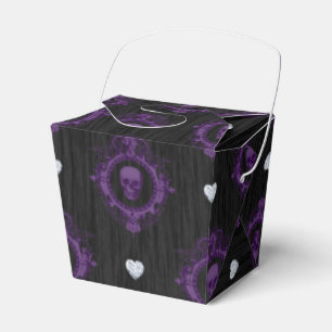 PURPLE SPOOKY GOTHIC HALLOWEEN SKULLS FAVOUR BOX