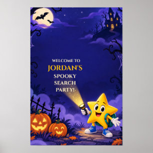 Purple Spooky Kids Halloween Birthday Welcome Sign