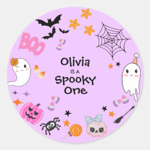 Purple Spooky One Cute Halloween 1st Birthday  Classic Round Sticker