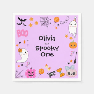 Purple Spooky One Cute Halloween 1st Birthday Napkin