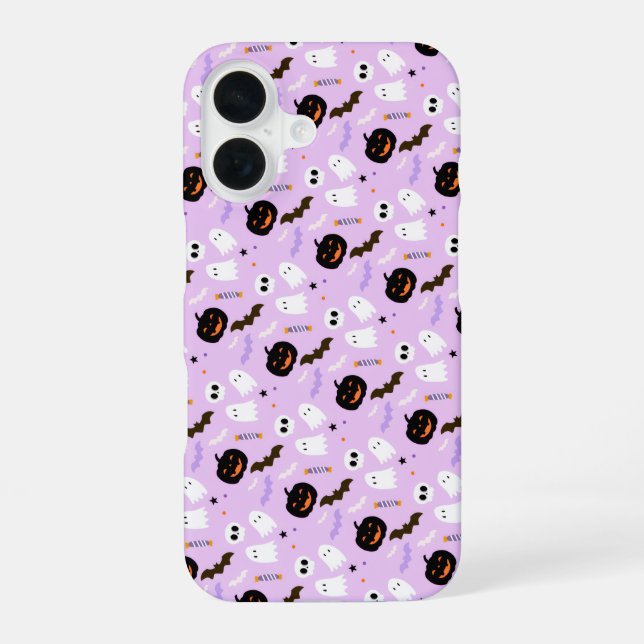 Purple Spooky Pumpkin & Ghost Phone Case (Back)