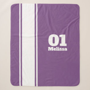 Purple Sport Stripe Monogram Sherpa Blanket