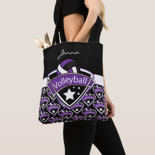 Purple Sport Volleyball DIY Text Tote Bag