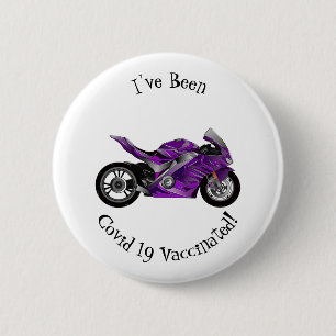 Purple sports motorcycle cartoon 6 cm round badge